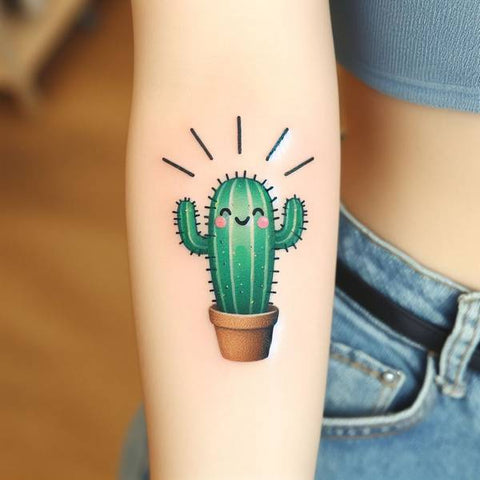 Happy Cactus Tattoo 2