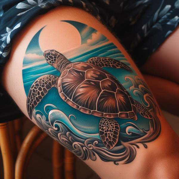 Hawaiian sea turtle tattoo 1