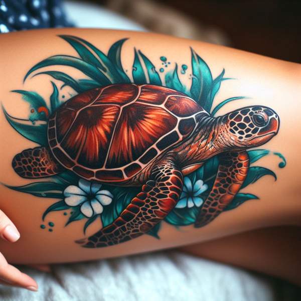 Hawaiian sea turtle tattoo 2