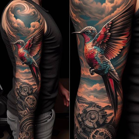 Hummingbird Sleeve Tattoo