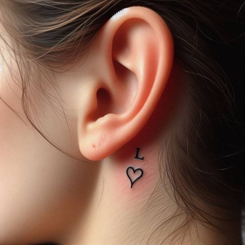 Initial Tattoo Behind the Ear
