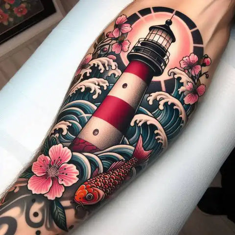Japanese Lighthouse Tattoo 2