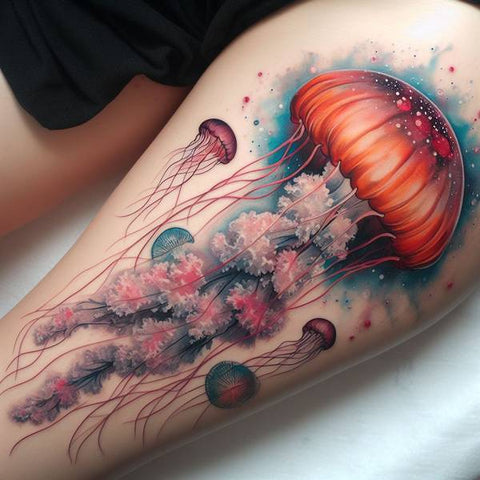 Jellyfish Thigh Tattoo
