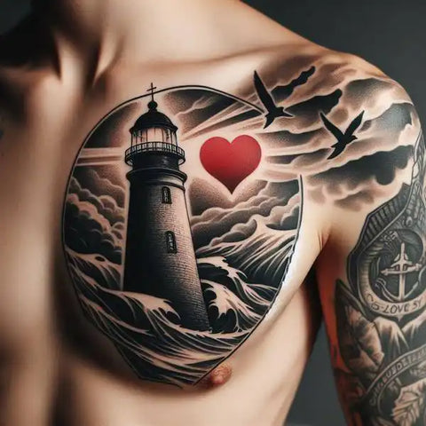Lighthouse Chest Tattoo