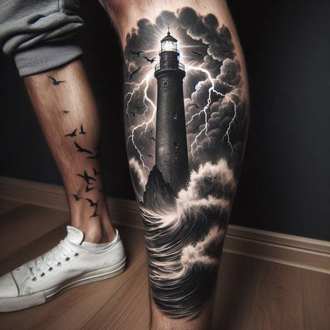 Lighthouse Storm Tattoo 1