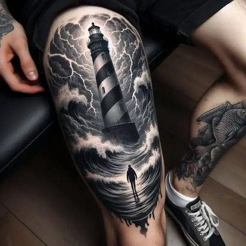 Lighthouse Storm Tattoo 2