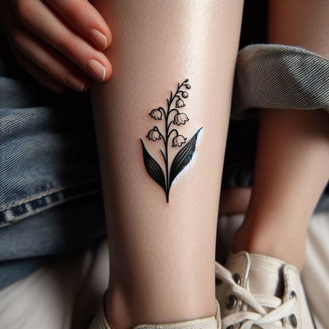 Lily Of The Valley Leg Tattoo