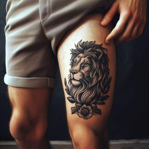 Lion Thigh Tattoo 1