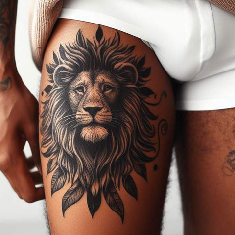 Lion Thigh Tattoo 2
