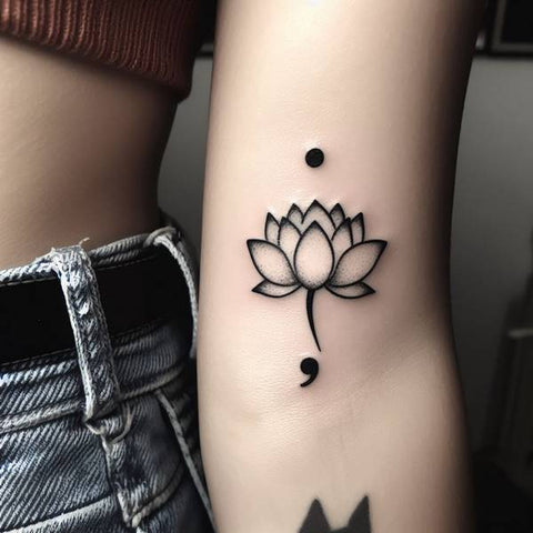 Lotus Flower Semicolon Tattoo