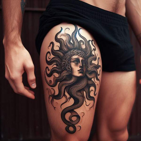 Medusa Thigh Tattoo