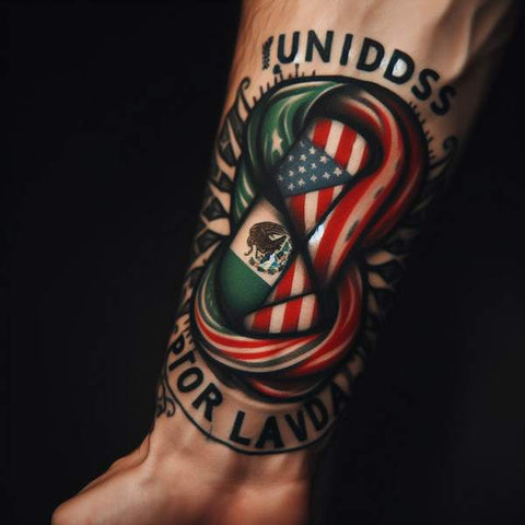Mexican And American Flag Tattoo 2