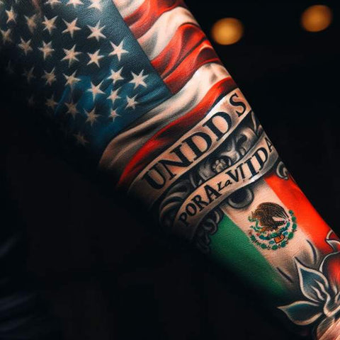 Mexican And American Flag Tattoo 3