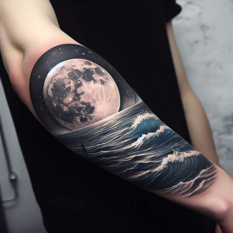 Moon And Ocean Tattoo 2