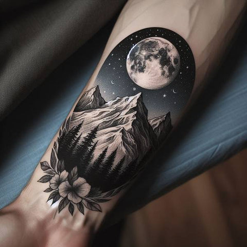Moon and Mountain Tattoo 1