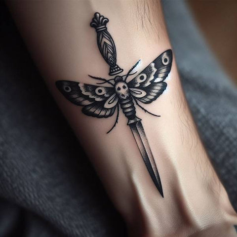 Moth and Dagger Tattoo 