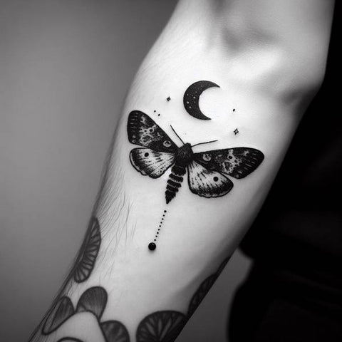 Moth and Moon Tattoo 1