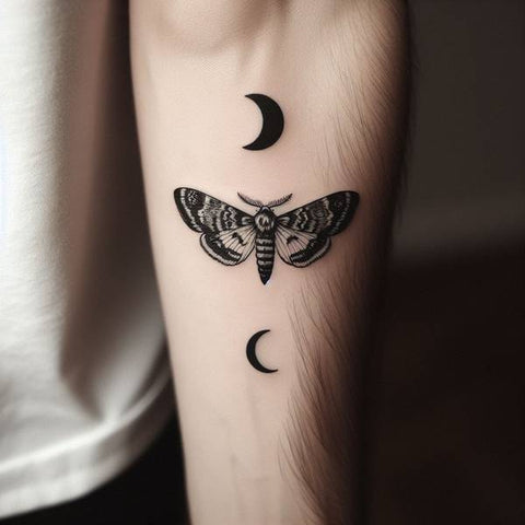 Moth and Moon Tattoo 2