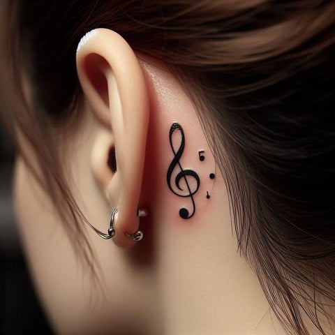 Music Note Tattoo Behind The Ear 1