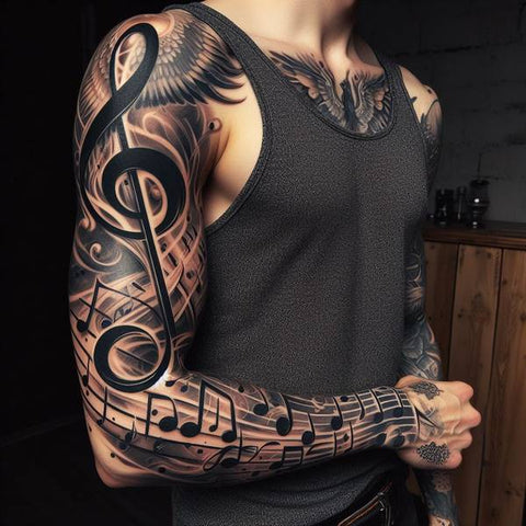 Sheet Music Sleeve Tattoo