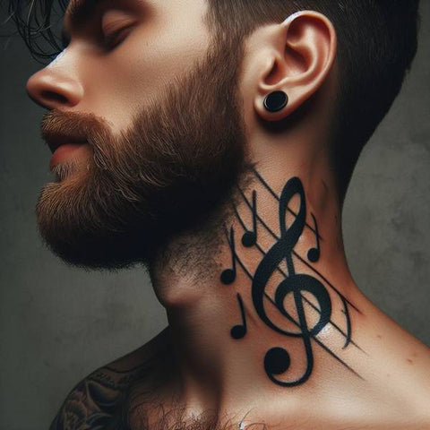Music Note Tattoo on Neck