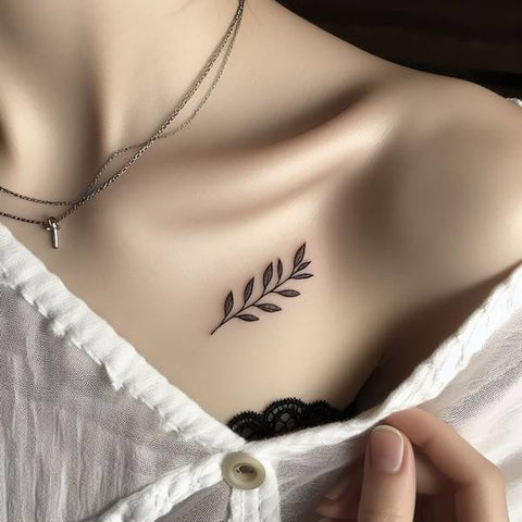 Olive Branch Collarbone Tattoo 1