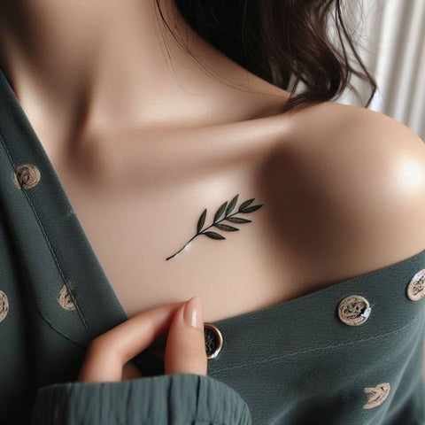 Olive Branch Collarbone Tattoo 2