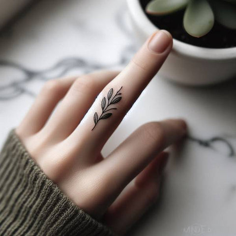 Olive Branch Finger Tattoo 1