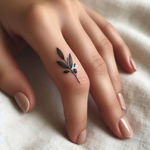 Olive Branch Finger Tattoo 2