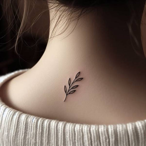 Olive Branch Neck Tattoo 1