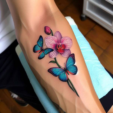 Orchid and Butterfly Tattoo