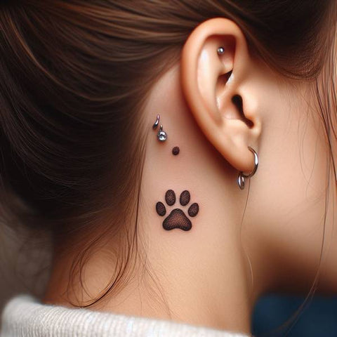 Paw Print Tattoo Behind The Ear