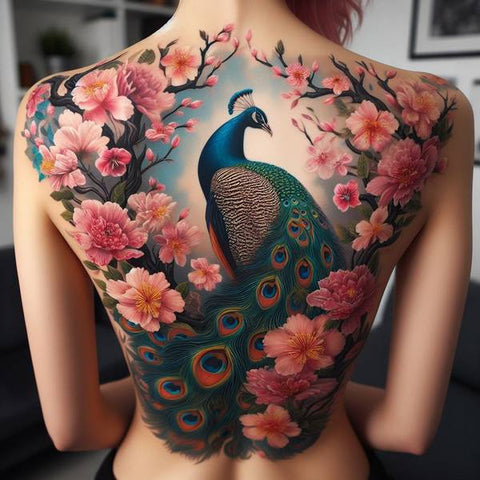 Peacock Back Tattoo 1