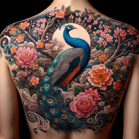 Peacock Back Tattoo 2