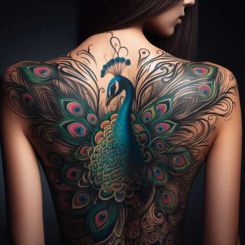 Peacock Back Tattoo