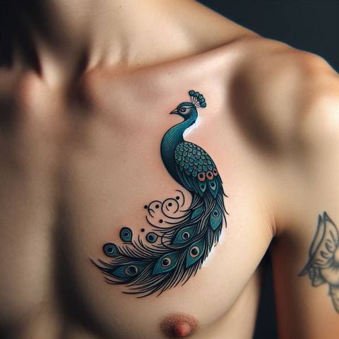 Peacock Chest Tattoo