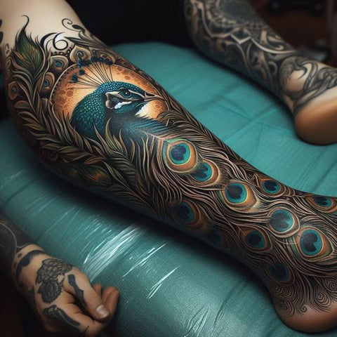 Peacock Leg Tattoo 2