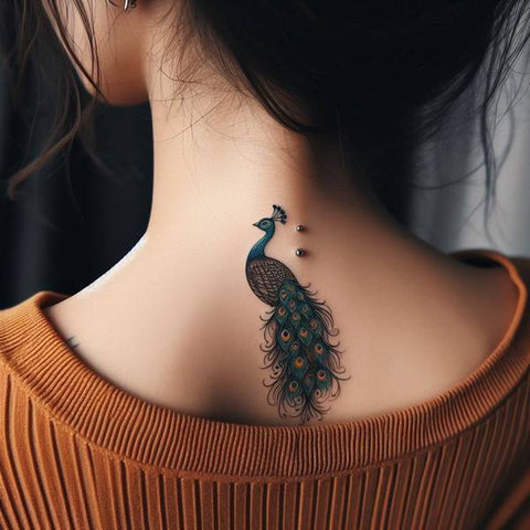 Peacock Neck Tattoo 1