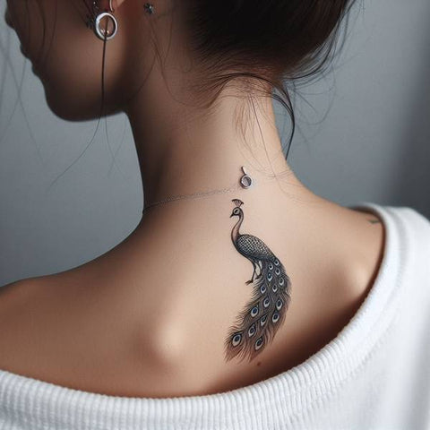 Peacock Neck Tattoo 2