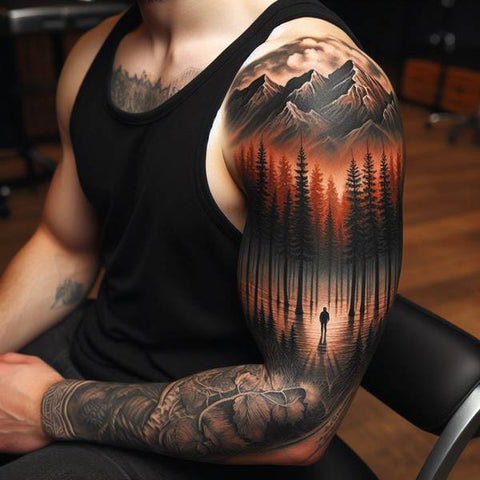 Pine Tree Forest Tattoo 1