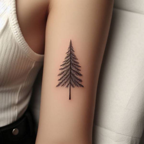 Pine Tree Outline Tattoo 1