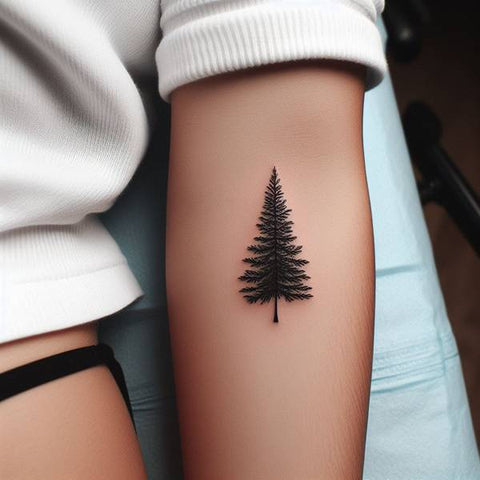 Pine Tree Outline Tattoo 2