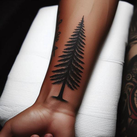 Pine Tree Tattoo On The Forearm 1