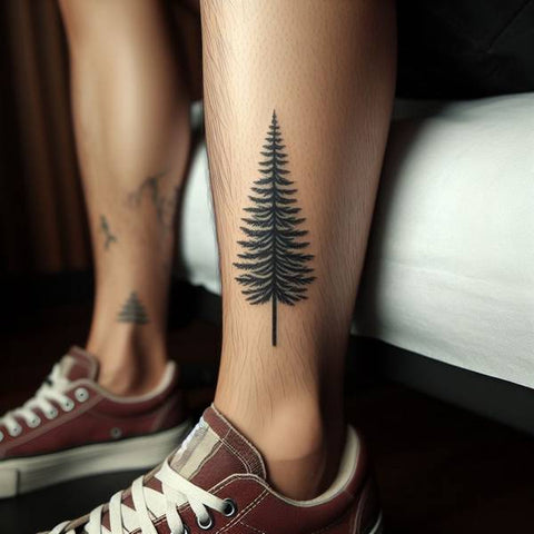 Pine Tree Tattoo On The Legs