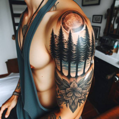 Pine Tree Tattoo On The Sleeve 1