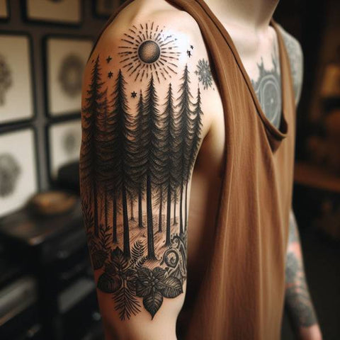 Pine Tree Tattoo On The Sleeve 2