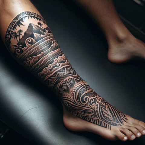Polynesian Leg Tattoo 1