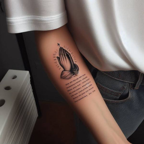 Praying Hands Bible Verse Tattoo