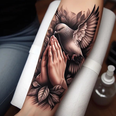Praying Hands Dove Tattoo 2