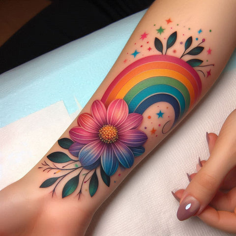 Rainbow Flower Tattoo 1